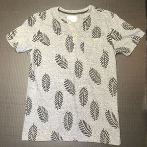 Tropical palm printed Henley Shirt Slim Fit